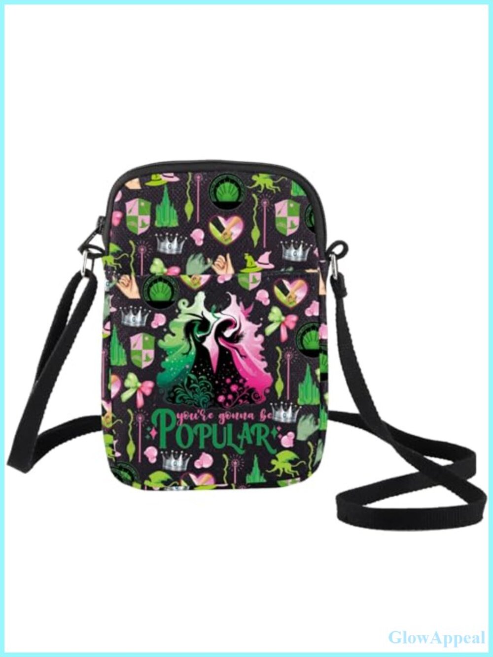 Canvas Crossbody Bag Adjustable Strap Zipper Pockets Sling Gift